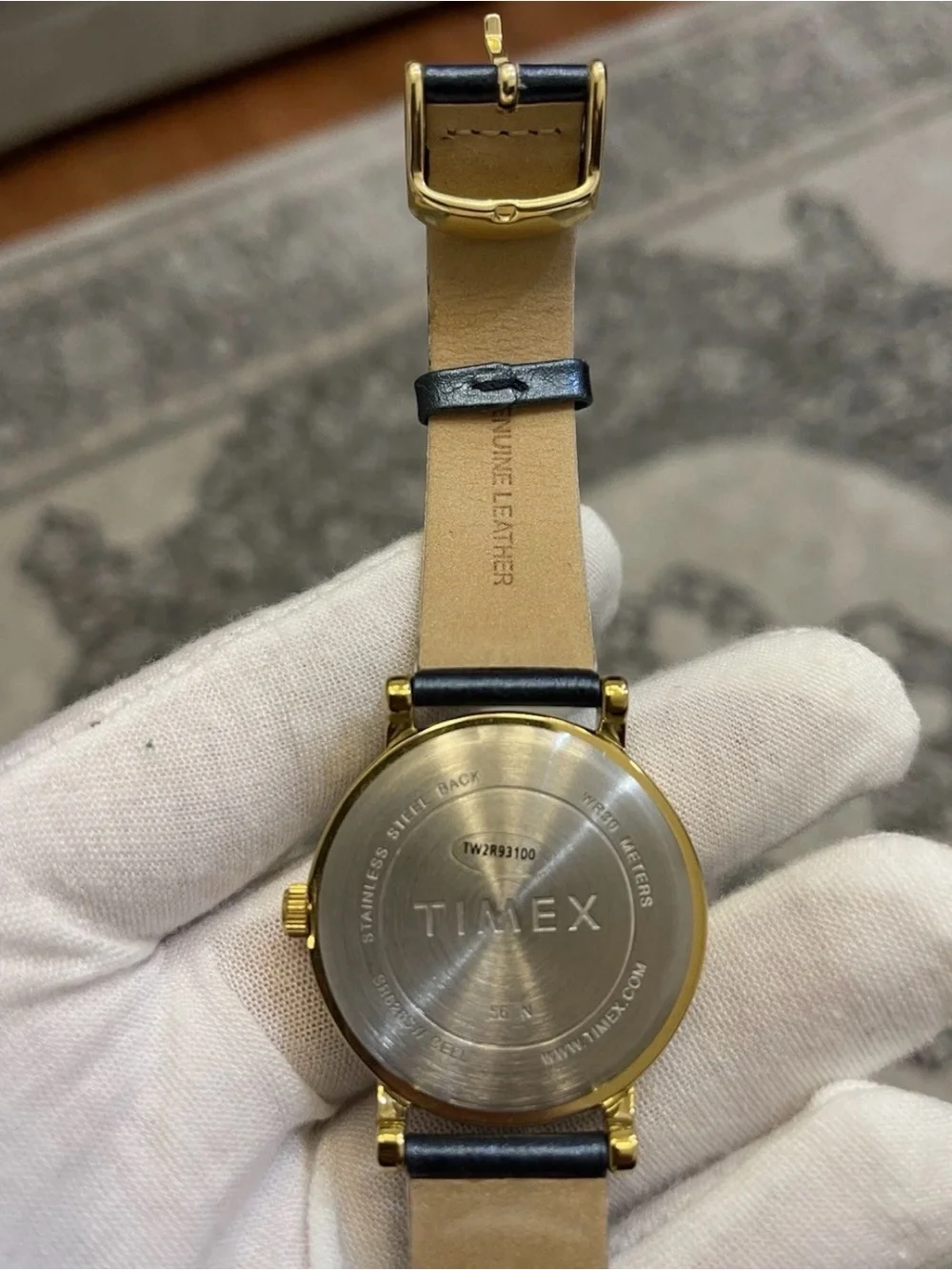Timex Ladies Quartz Watch Gold Tone Blue Radiant Crystal Accent Dial TW2R93100